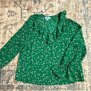CeCe Women’s Green Floral Ruffle Top